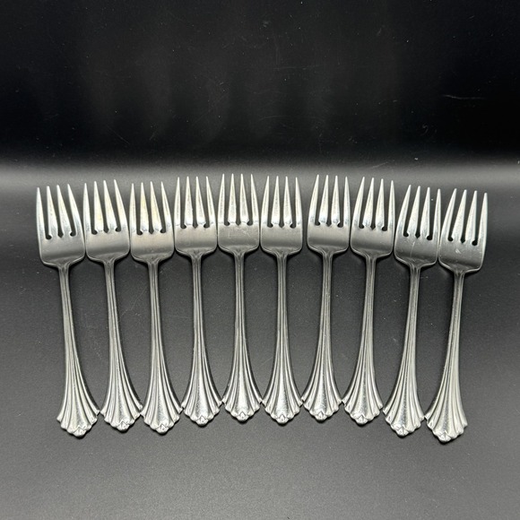 Oneida Other - Set Of 10 Oneida USA BANCROFT Stainless Glossy Salad Forks 6 3/4"